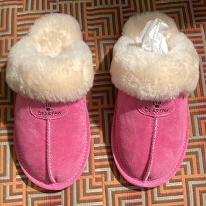 Bear Paw pink suede with sheepskin